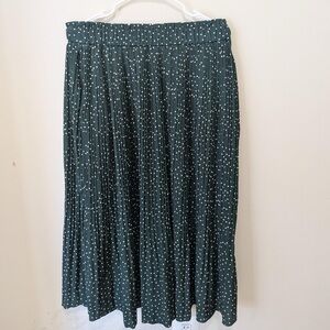 Green Polka Dot Midi Skirt with Pockets!